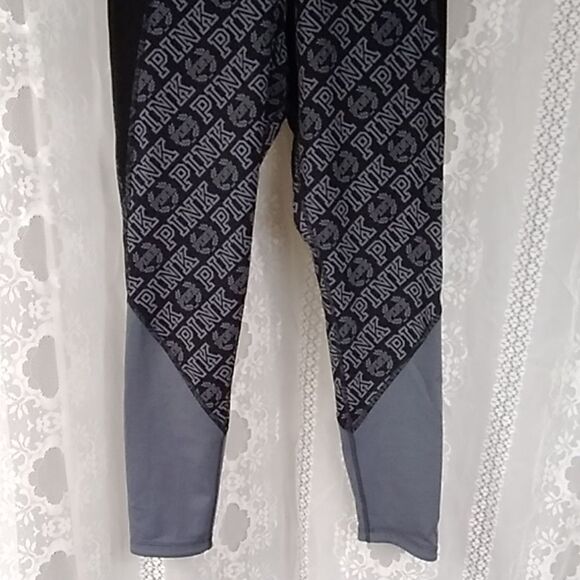Pink Victoria Secret Pink Pants Women's Black Grey Reversible Leggings Stretch - Picture 3 of 12